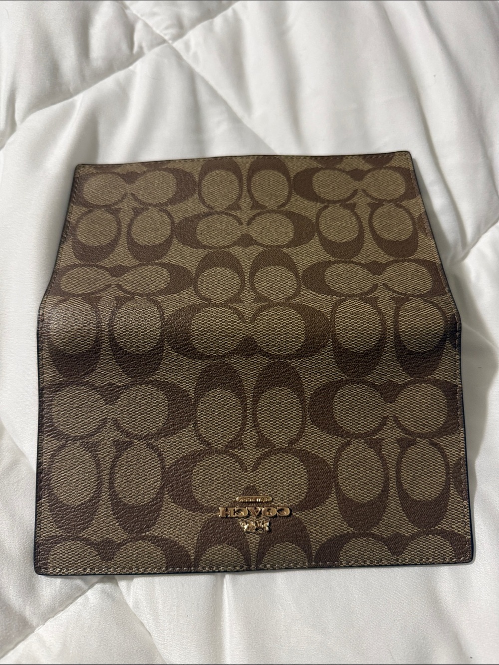 Coach Brown Signature Monogram Continental Wallet with Gold Logo - Picture 4 of 4